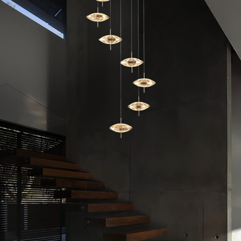 OpalineGlow Double Height Chandelier - Image 3